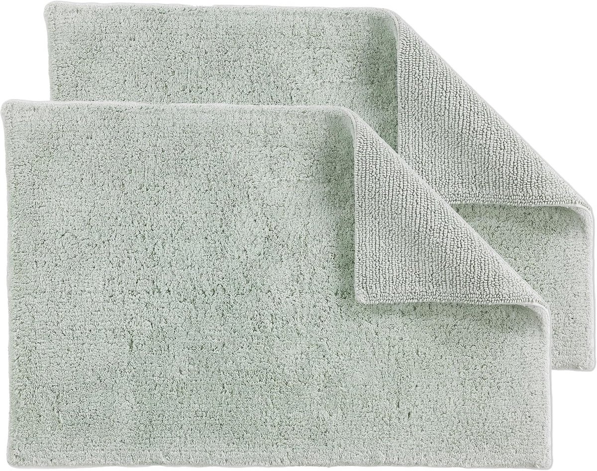 Schöner Wohnen collection badmat 67 x 110 cm set van 2 - omkeerbaar & afwasbaar - 100% katoen - badmat unikleur mint