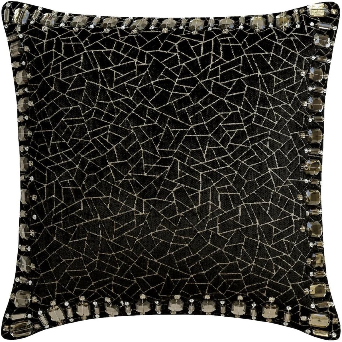 Set van 2 Decoratieve Sierkussenshoezen 65x65 cm Zwart Fluweel | Luxe Vierkante Kussensloop
