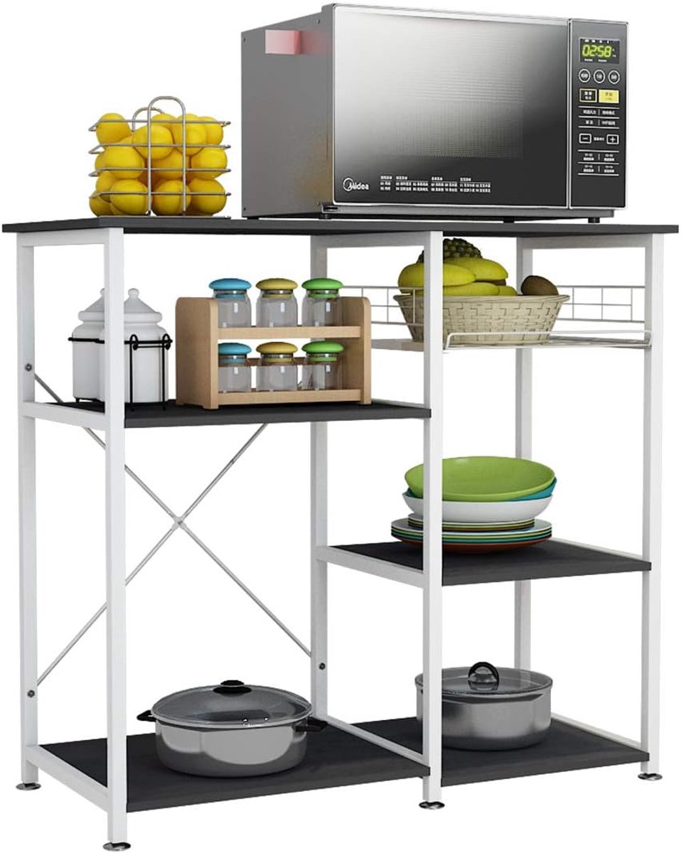 Keukenrek Magnetronstand met Haken Opslag en Werkstation Plank