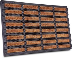 QIN® Borstelmat voor Buiten - Voetenveger met Borstels - Deurmat - Antislip - Afwasbare Vuilvangmat met Waterafvoeropeningen - Zwartnatuur - 40cm x 60cm x 5cm