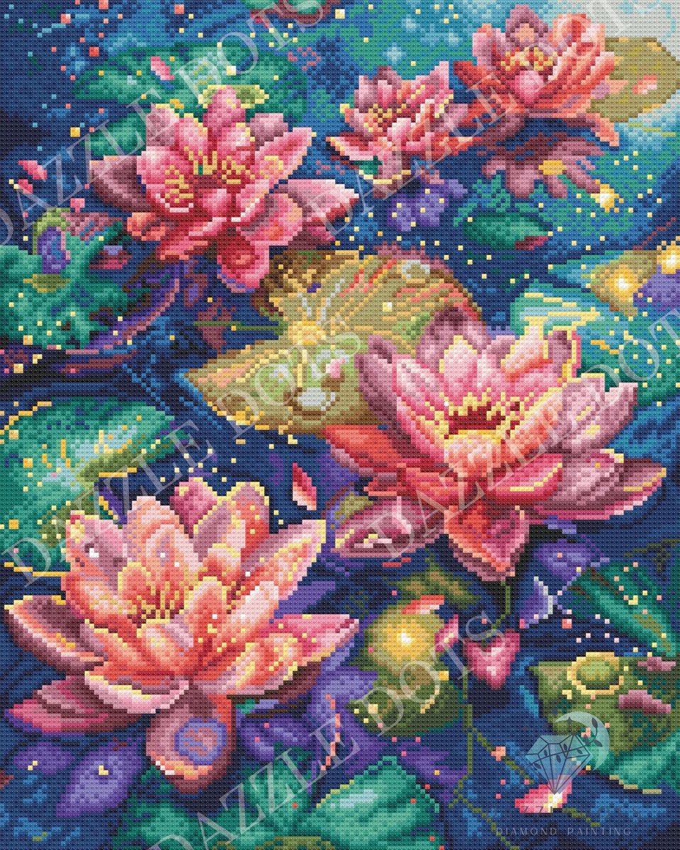 Diamond Painting - Water Lily - Water Lelie - Letistitch 50 x 40 cm