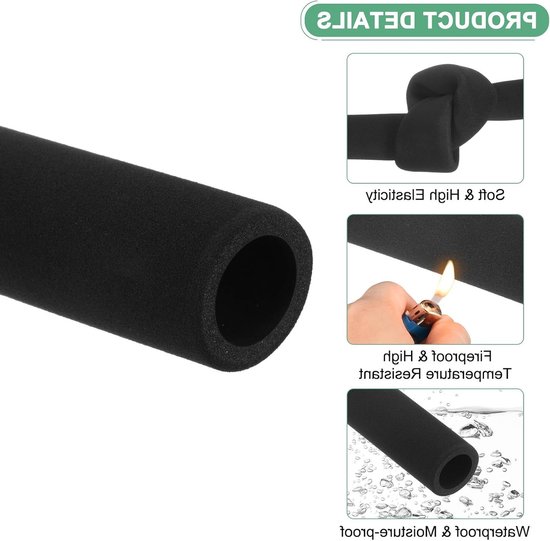 2 Pack Isolatie Foam Tubes voor Pijpen, 22mm ID 32mm OD 298mm Lengte, Zachte Flexibele Schuim voor Handgreep Ondersteuning, Gitaarstandaard en Dakkoffers [Zwart] — afbeelding 5