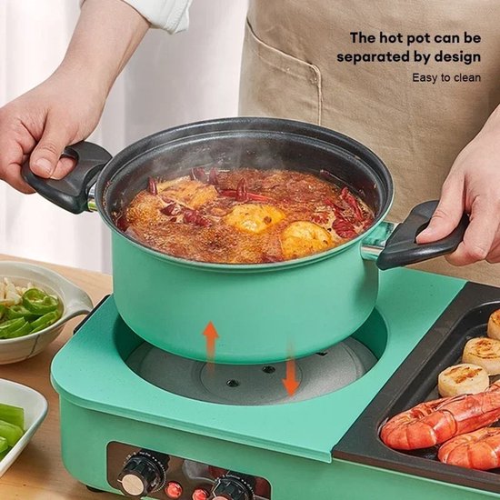 M-Goods - Elektrische BBQ Grill & Hotpot - 3-in-1 Gourmetstel - Tafelgrill - Hot Pot - Teppanyaki - 2200W — afbeelding 3