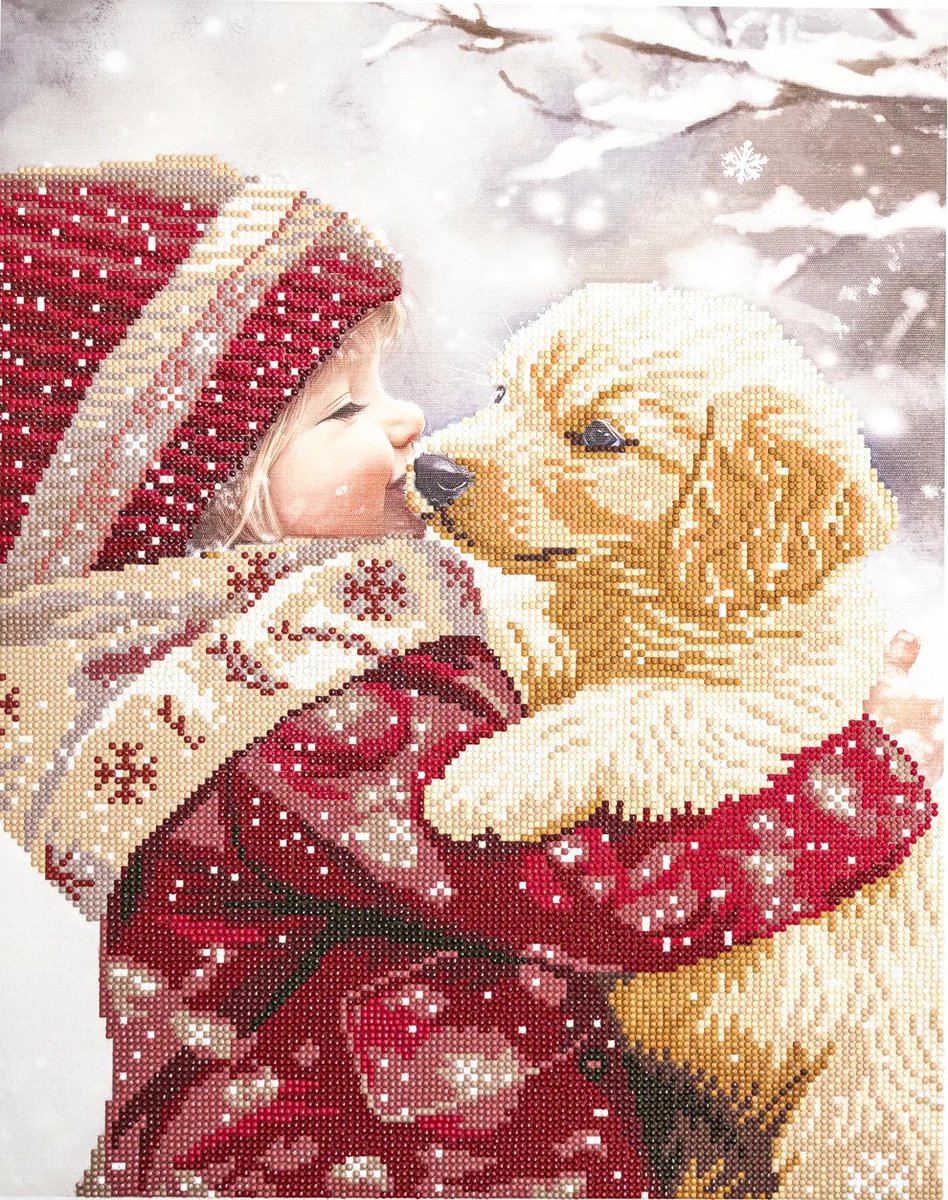 Diamond Painting op houten frame - Puppy Love - Puppie Liefde - Letistitch (Limited Edition)