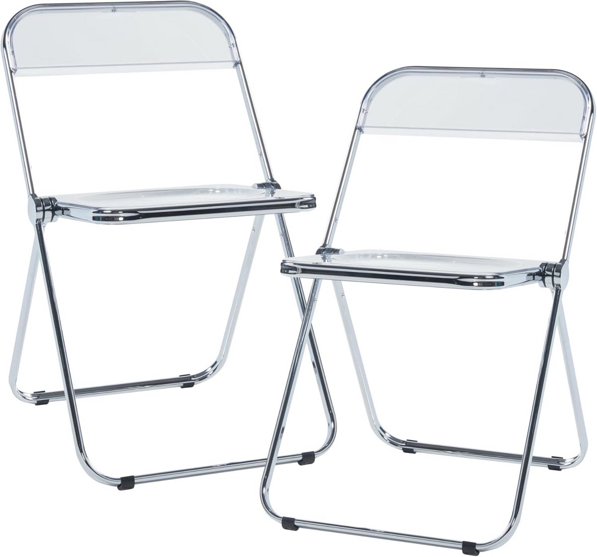 Set van 2 transparante klapstoelen met vouwfunctie en ruimtebesparende opslag