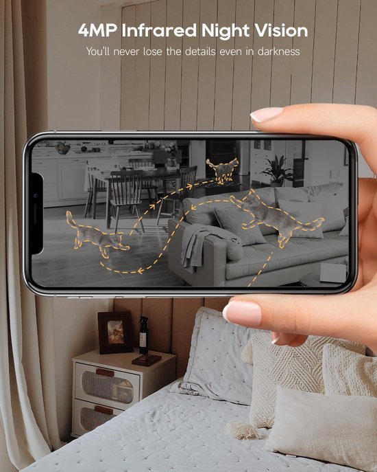 DREAME 2.5K 4MP huisdier hond camera, indoor beveiligingscamera draadloos, dual-band 5G/2.4G wifi, auto-tracking, 360° pan-tilt, cloud & lokale opslag, fysieke privacymodus, werken met Alexa en Google — afbeelding 3