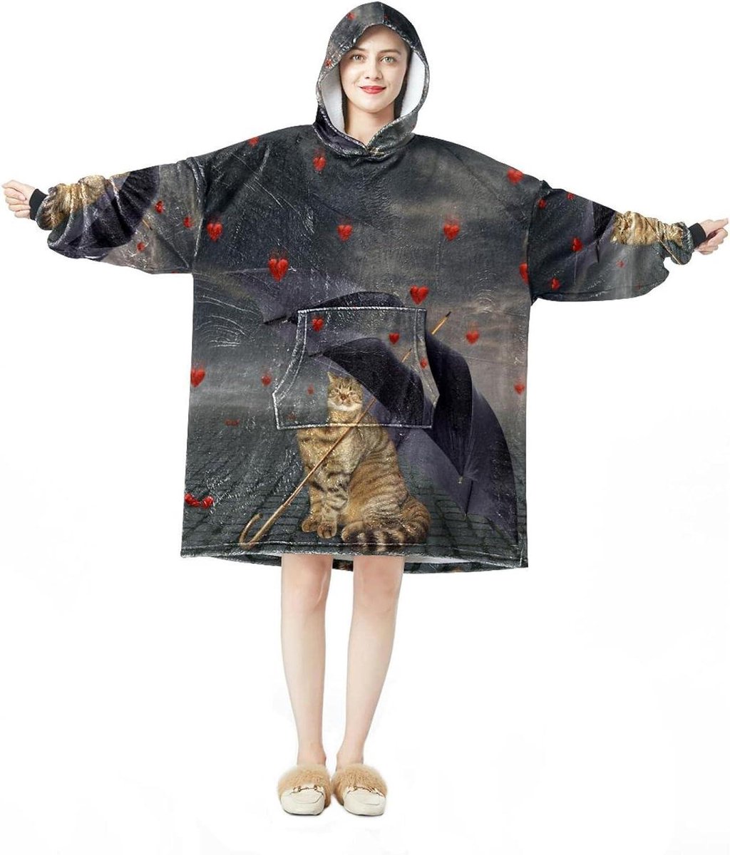 Draagbare Deken Hoodie - Oversized Draagjas - Gezellig Thuis - Extra Groot Voorvak - One Size - Multicolor
