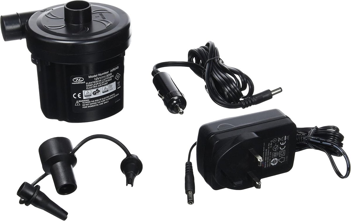 Elektrische Pomp - Luchtpomp Compressor - Luchtbedden Opblazen - 3 Mondstukken - 2 KPA - Zwart