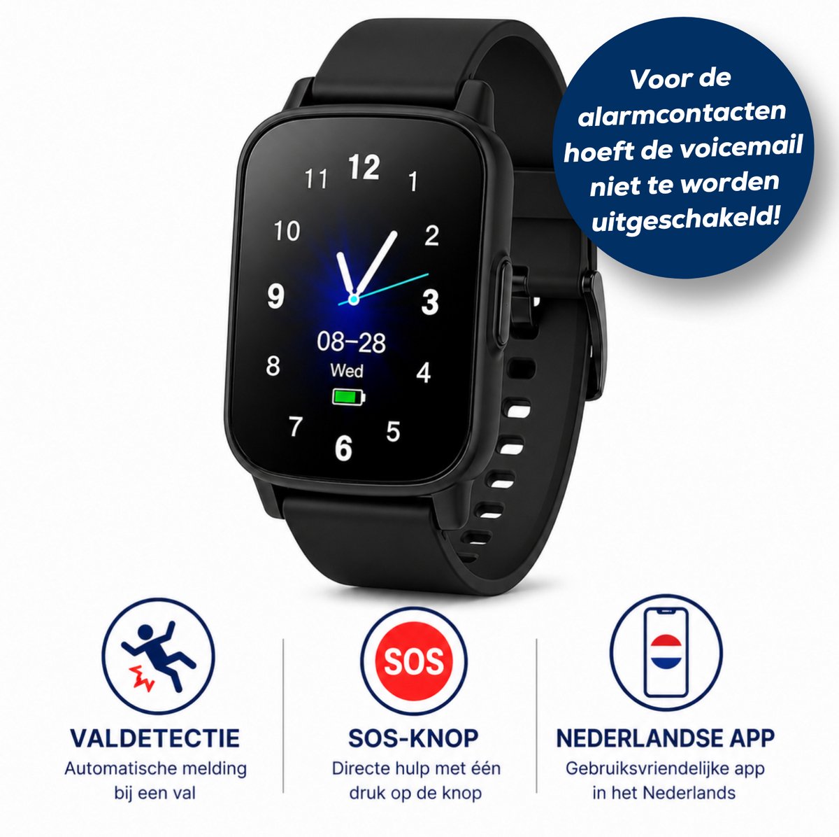 WatchSafer Active - GPS Horloge Senior - Smartwatch voor Ouderen - Persoonlijke alarmen - alarm horloge ouderen - GPS Horloge Alzheimer - Valdetectie