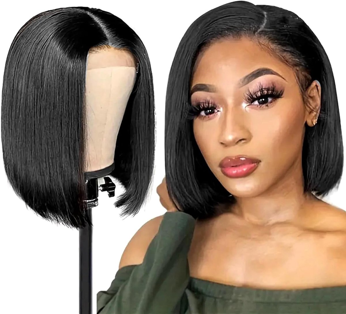 Korte Zwarte Rechte Haarwig voor Dames - Perfect voor Carnaval, Halloween en Cosplay Feestjes