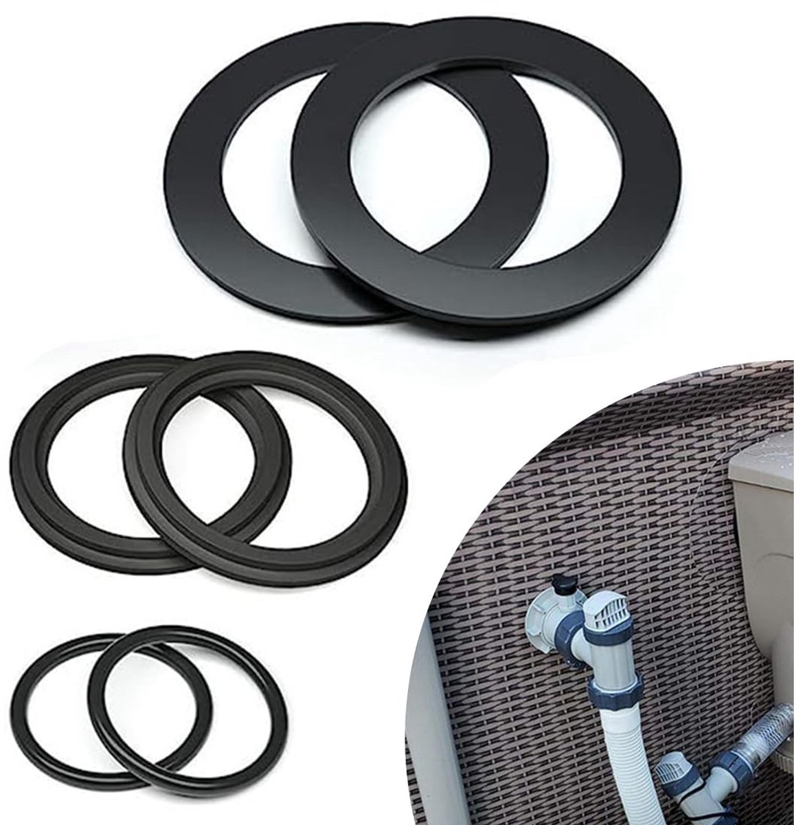 Cosensi- Afdichtring Set - 6-delige O-Ringen - Rubber Afdichtingen - Reserveonderdeel Intex - Duurzaam en Betrouwbaar - Geschikt voor Zwembaden - O-ring