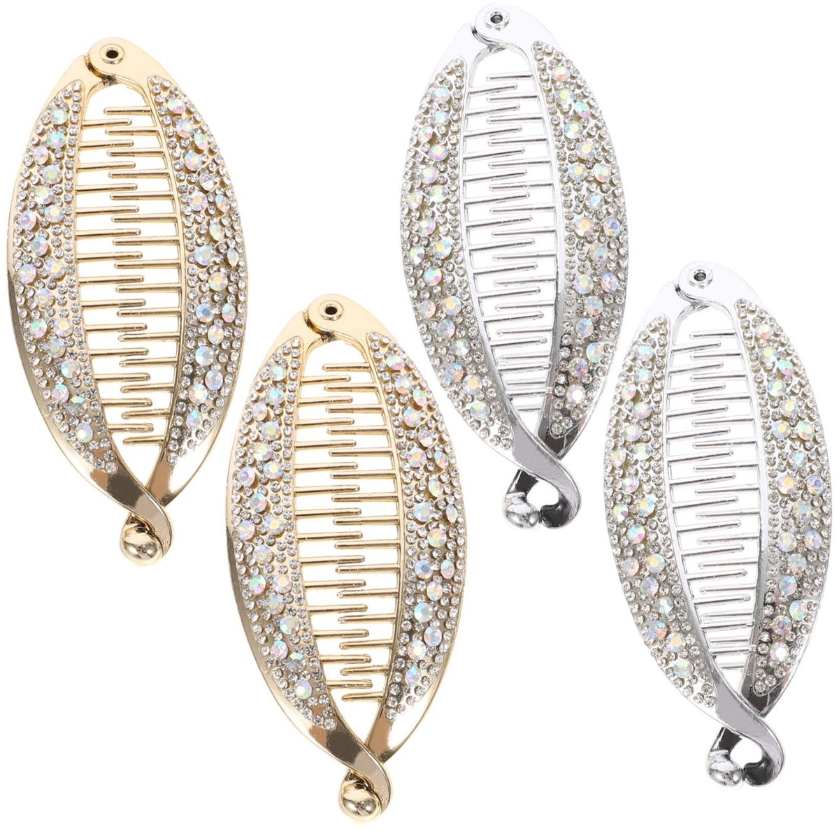 Cosensi- Bananenclip - 4 Stuks - Visvorm - Haaraccessoires - Haarspeld - Glanzend - Veelzijdig Gebruik - Haarklem