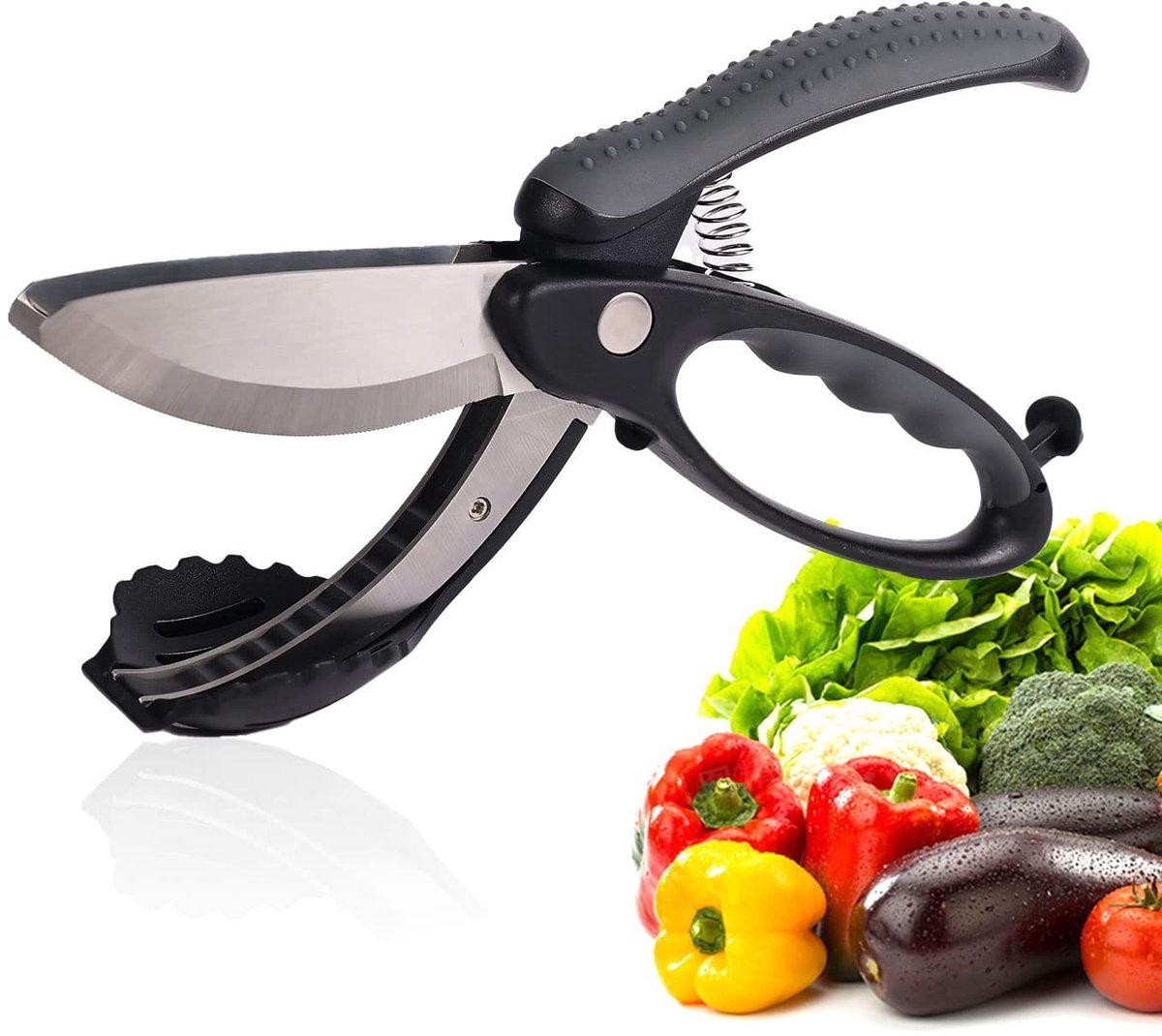 Cosensi- Saladeschaar Ergonomisch - Keukenhulpmiddel - Roestvrij Staal - Antislip Handvat - Multifunctioneel - Voor het Snijden van Groenten