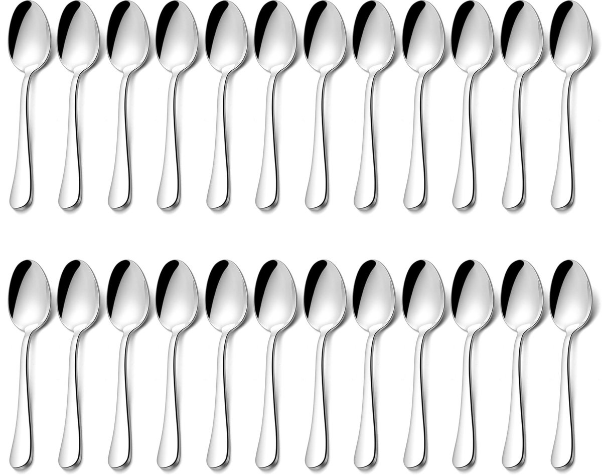 Cosensi- Koffielepels 24 Stuks - Roestvrij Stalen Theelepels - Hoogglans Gepolijst - Vaatwasmachinebestendig - 13,5 cm - Ergonomisch Design