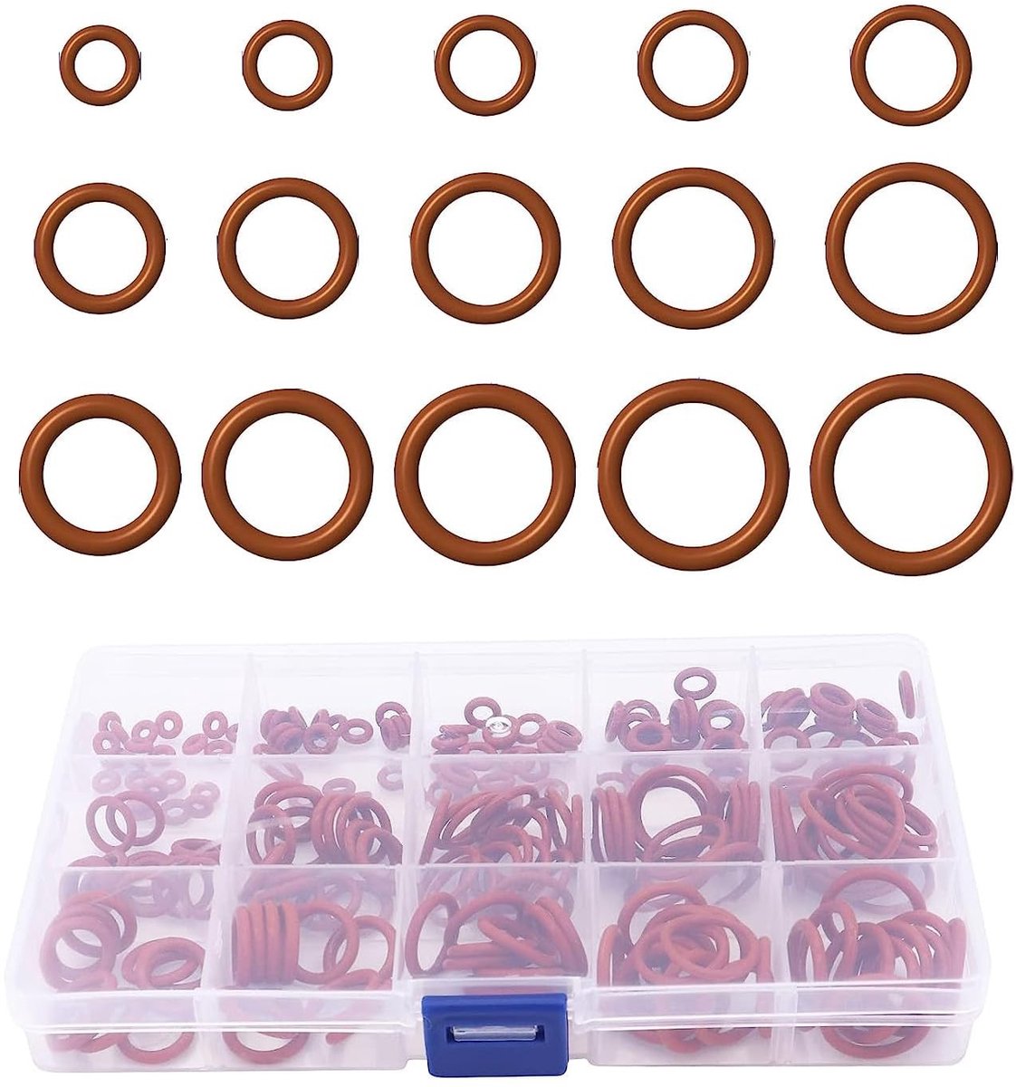 Cosensi- O-ringen 350 stuks - O-ringen set - Siliconen Afdichtingsringen - Metrische Afdichtingen - Hittebestendig tot 120°C - Eenvoudige Verwerking - Afdichtringen