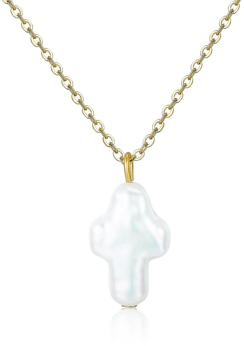 Cosensi- Zoetwaterparelketting Elegant Ontwerp - Barokparel - Gouden Ketting - Unieke Hanger - Subtiele Elegant - Hoogwaardige Materialen - Parelketting