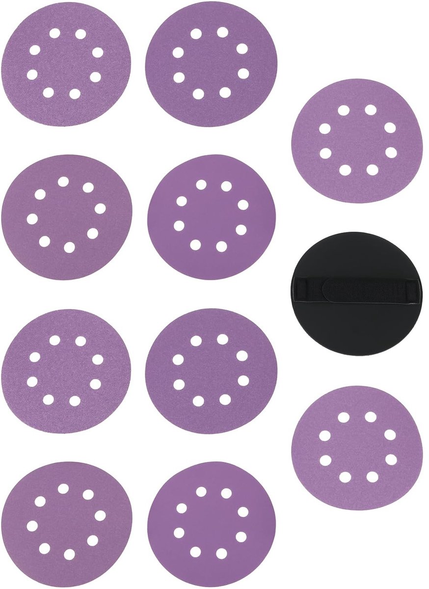 Cosensi- Schuurschijven 125 mm - 10 Stuks - 8 Gaten - Draagbaar Schuimkussen - Korrel 60/80/120/240/320 - Flexibel Ontwerp - Slijpschijven