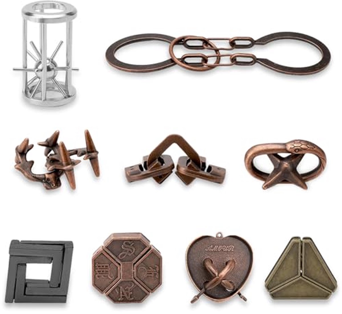 3D Metalen Puzzels voor Volwassenen - 9 Stuks, IQ Spellen en Geduldspellen