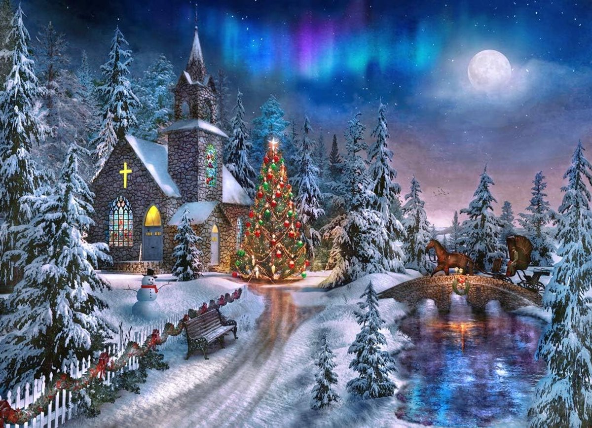 Sfeervolle Kerst Nacht Puzzel 1000 Stukjes