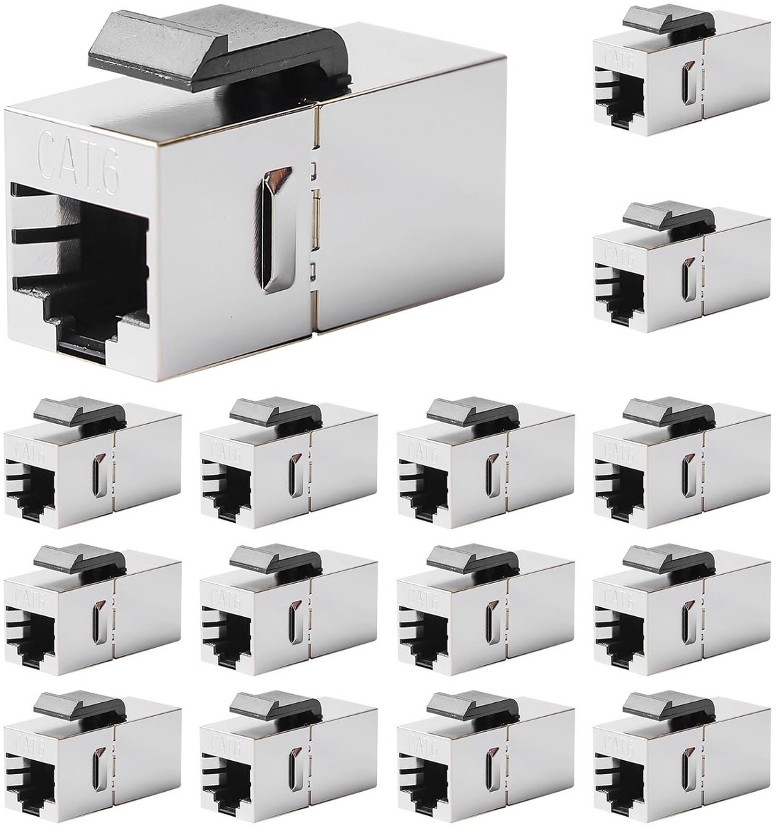 15x Afgeschermde CAT6 Keystone Koppeling Module voor Ethernet Kabelverlenging 10 Gbit/s