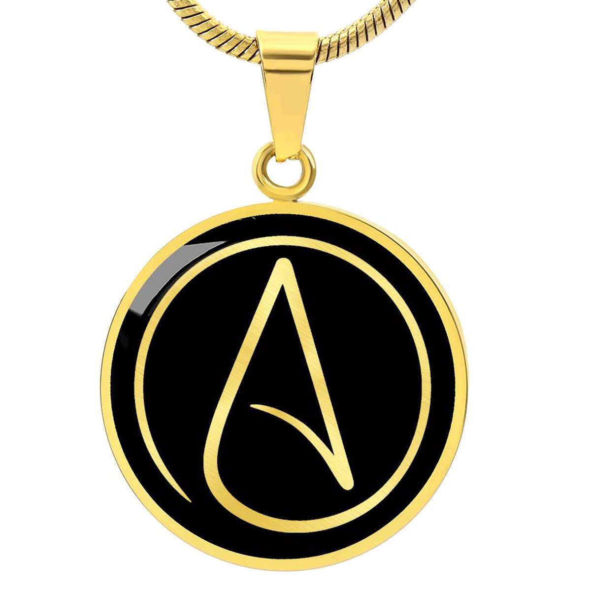 Symbolic Gifts - Atheïsme Ketting Goud Kleurig Waterproof Atheism Hanger - Premium Stainless Steel - Sieraad Cadeau - Verstelbaar 45 - 56 cm