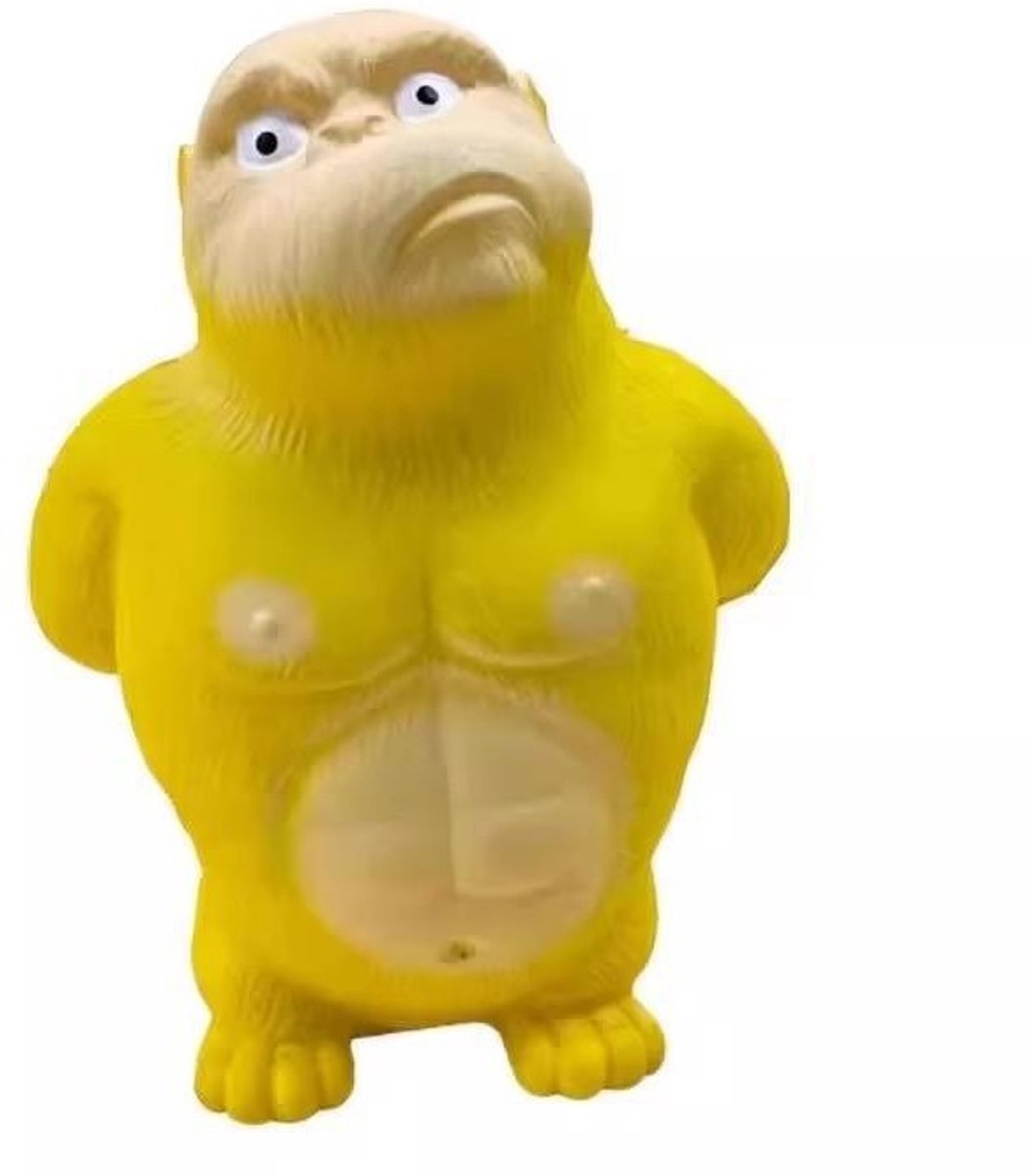 Oneay Gorilla Squishy Knijpspeelgoed – Rekbaar Friemelspeelgoed voor Kinderen en Volwassenen – Zacht Sensorisch Speelgoed – Grappige Stressbal Aap – Geel – 13 cm