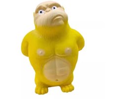 Oneay Gorilla Squishy Knijpspeelgoed – Rekbaar Friemelspeelgoed voor Kinderen en Volwassenen – Zacht Sensorisch Speelgoed – Grappige Stressbal Aap – Geel – 13 cm