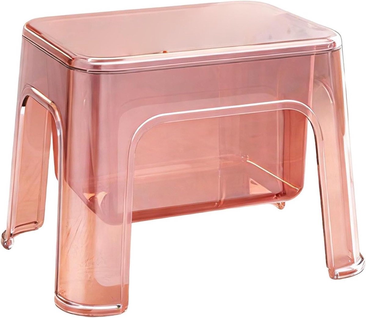Badkamerkrukje - Douchestoel Hocker - Hygiënisch Werken - Ingebouwde Opbergruimte - 25.1 x 25.1 x 25.1 cm - Roze