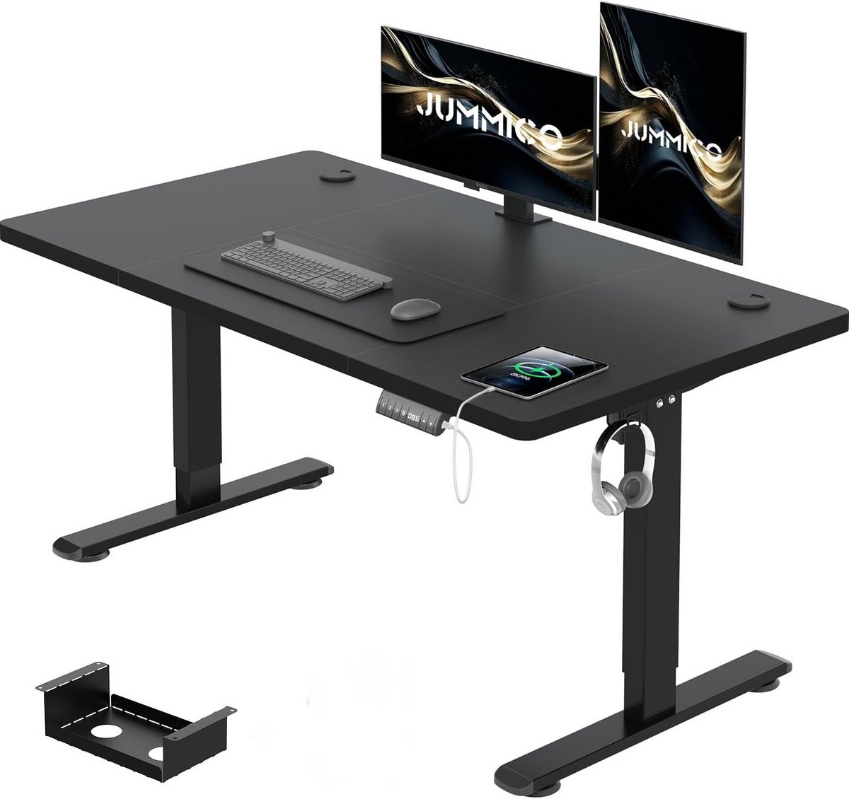 Elektrisch Inhoogte Verstelbaar Bureau 120x60 cm met Kabelgoot en USB-aansluiting