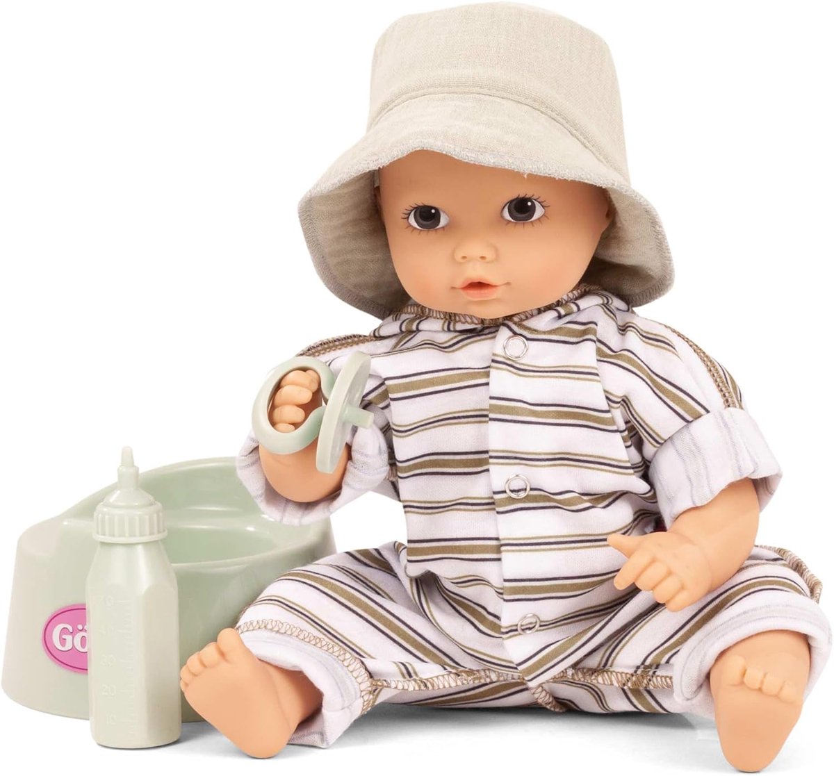 Badpop Meisje 33 cm met Streeppak & Accessoires - Drink & Plas Functie - Vanaf 18 Maanden