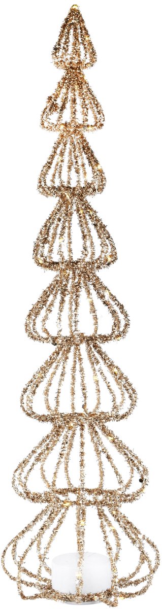 Dekoratief | Deco boom m/glitter, goud, pvc, draait 360?, LED, 25x25x80cm | A265312