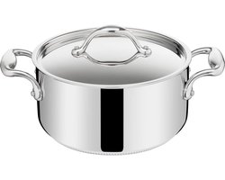 Lagostina ACCADEMIA LAGOFUSION Stainless Steel Cooking Pan 20 cm (3L) + Lid Suitable for All Hob Sources Also Induction Riveted Handle Robust Italy, 25 Year Warranty 0116031220