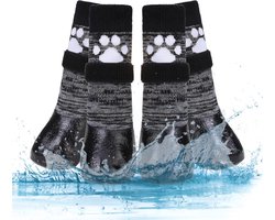 KOOLTAIL Hondensokken, antislip met bandjes, tractiecontrole waterdichte pootbeschermer (grijs, XX-Large)