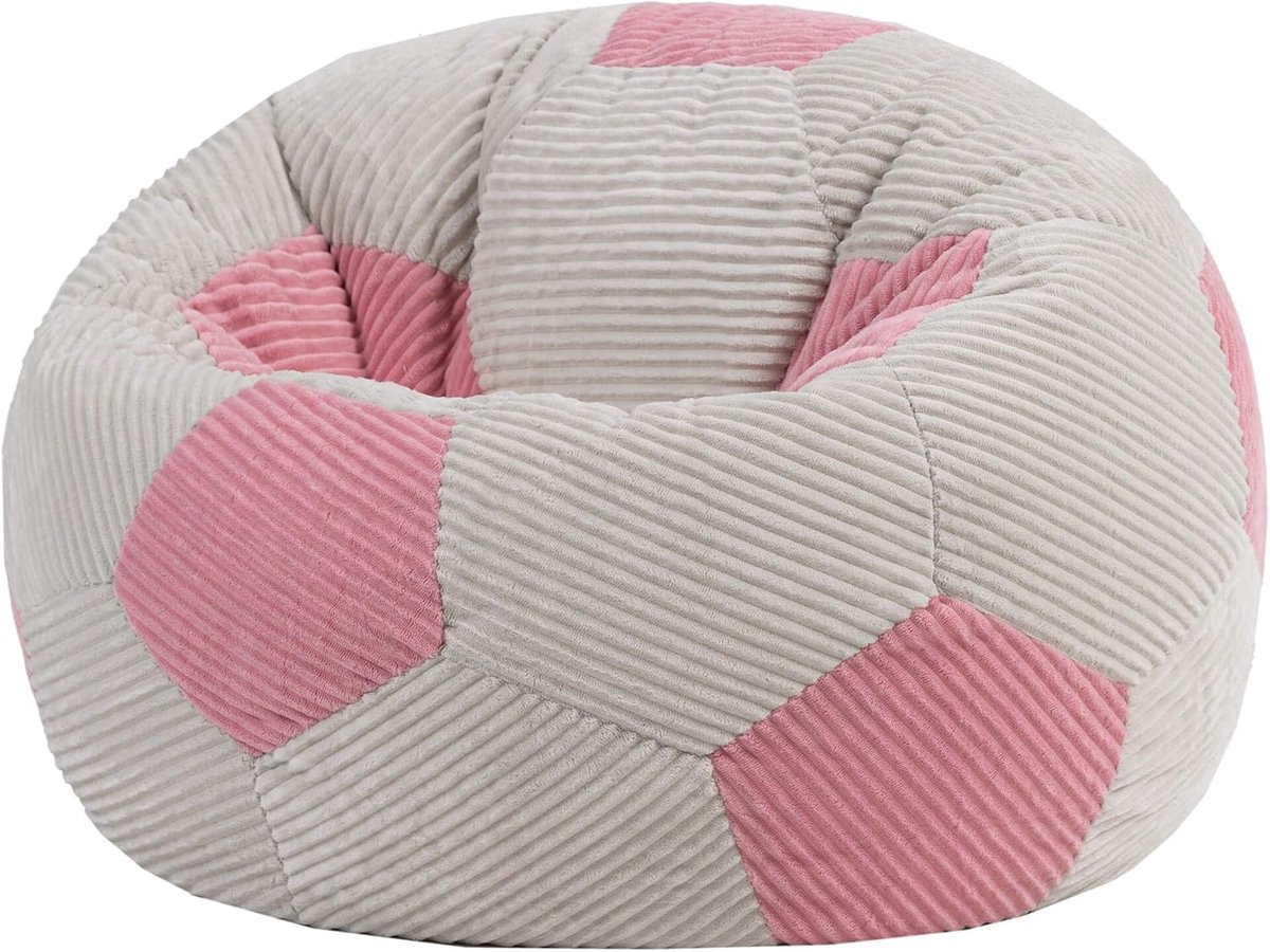 Voetbal Zitzak voor Kinderen - Comfortabele Roze Corduroy Kinderfauteuil