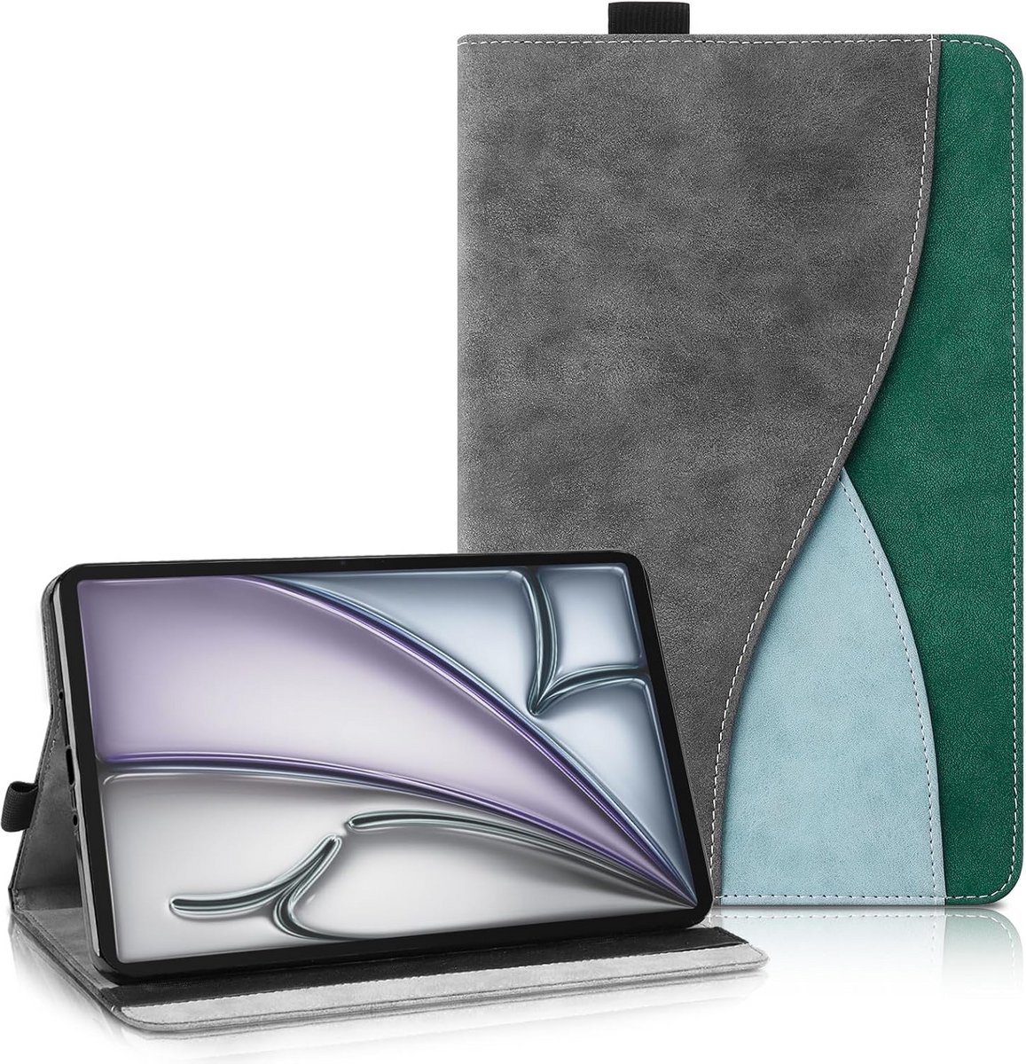 Dunne PU Leren Tablet Hoes met Standaardfunctie voor iPad Air 13" M2 (2024) en iPad Pro 12.9" (2018) - Donkergrijs