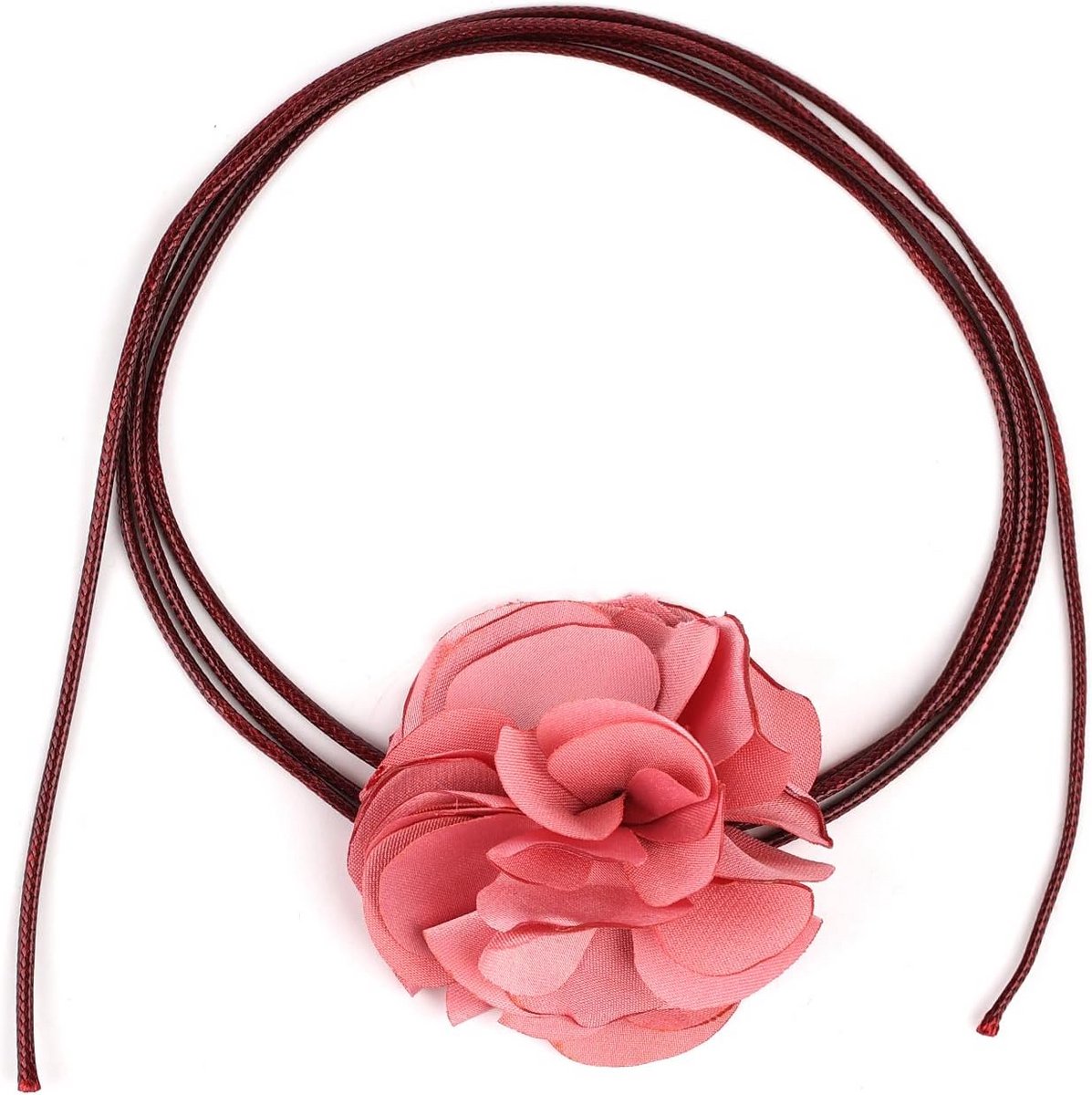 Vintage Floral Choker, Boho Flower Necklace Adjustable Fabric Rose Necklace for Women Girls Bride Wedding Party Birthday, Crystal