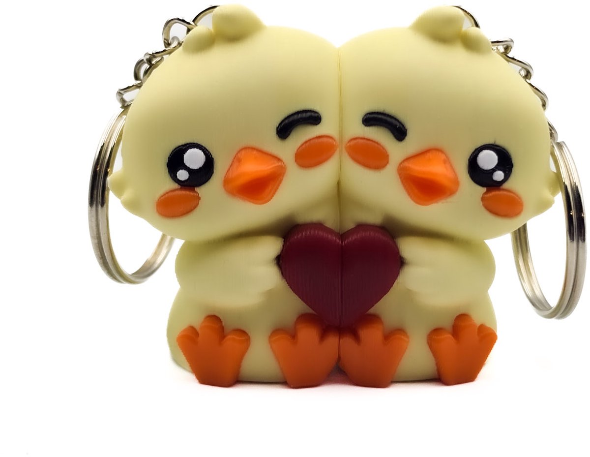 Koppel sleutelhanger Kuiken Sleutelhangers met Magneet – Valentijn Cadeau voor Koppels – Cosmetalic – Magnetische Liefdes Sleutelhanger Set – Schattige kip Keychains - Vrienschap cadeau - moederdag cadeau - Kawaii bagcharm