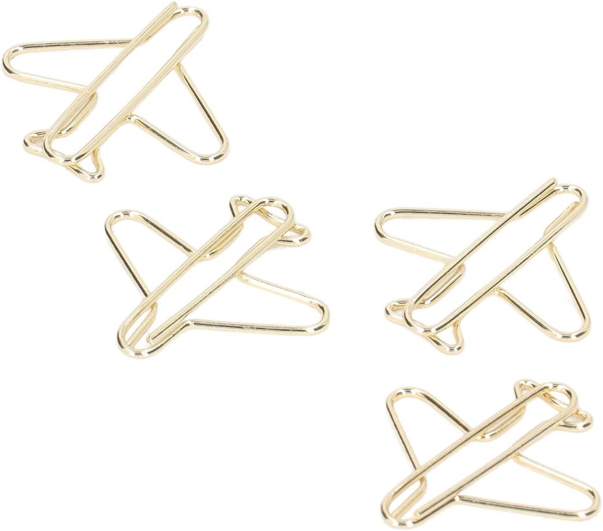 Unieke vliegtuigvormige paperclips - 100 stuks in elektroplated goud met opbergdoos voor kantoor, school en als cadeau