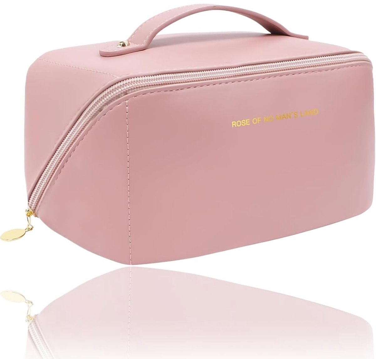MTTproducts- Make-uptas Waterdicht - Draagbaar - Roze - PU-leer - Grote Capaciteit - Praktische Ritssluiting - Cosmetica Tas