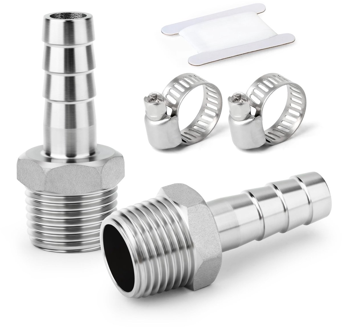 MTTproducts- Slangtule 2 Stuks - Roestvrij Staal 304 - Koppelingen 6 mm naar 1/4" BSP - Industrieel - Knelkoppeling voor Water/Lucht/Brandstof - Hoge Temperatuurweerstand - Fittingen