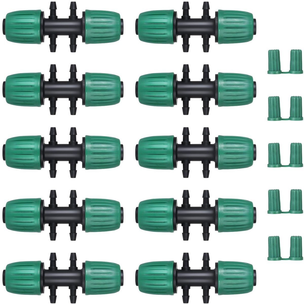 MTTproducts- Barbecue-thee-aansluiting 10 Stuks - Eenvoudig te installeren - Veilig - T-stuk met weerhaak - Schroefdop - Geschikt voor slang - Slangaansluiting