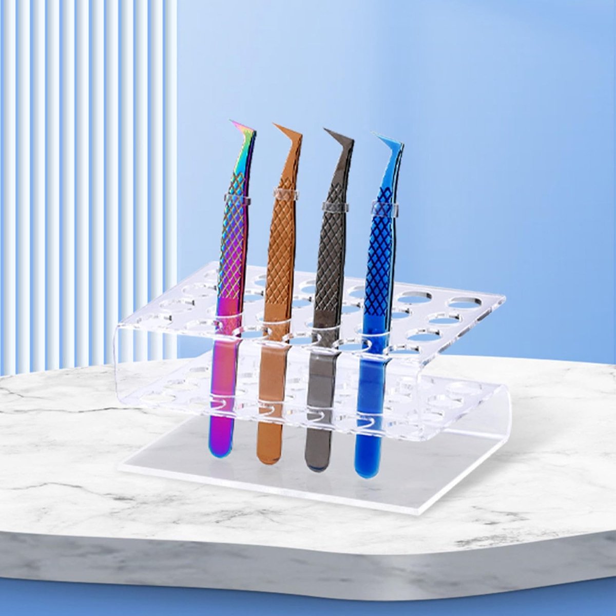 MTTproducts- Pennenhouder Grote Capaciteit - Acryl - 50 Gaten - Desk Organizer - Compact - 19cm Breed - 10.5cm Lang - 5cm Hoog - Pennenbak