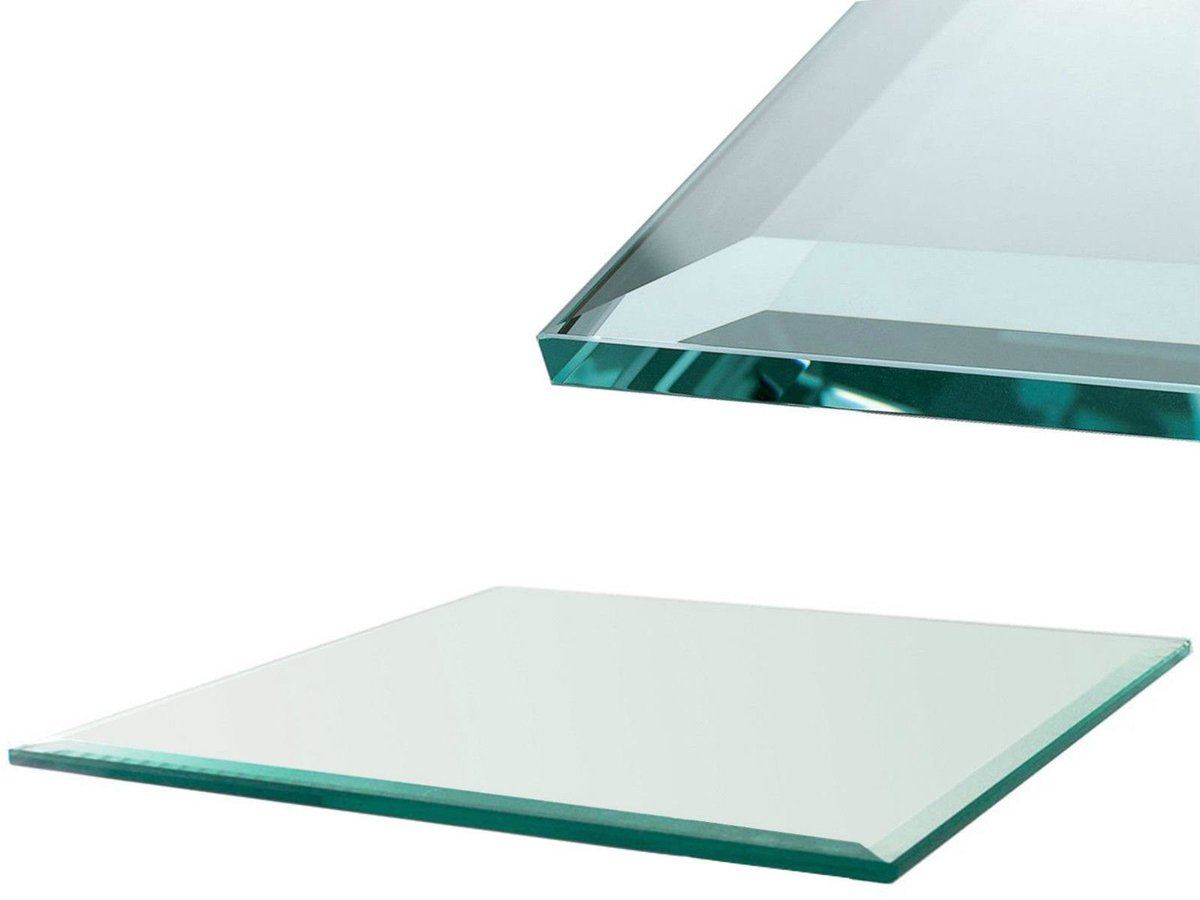 ONF3 - Tafelbescherming - Veiligheidsplaat - Facet geslepen - 80 x 70 cm - Hittebestendig - Ideaal voor haard en tafel - Transparant