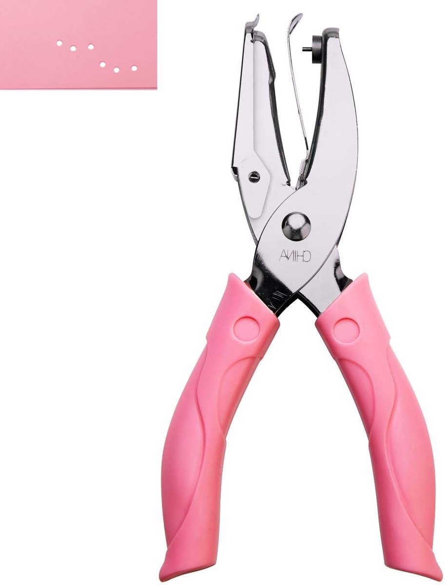 Handmatige Gatenpons met Roze Handvat voor Creatief Papier - Geschikt voor 5.5mm Gaten, Knutselen en Hobbyprojecten