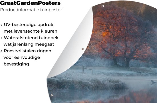Tuincirkel Winterlandschap in het Verenigd Koninkrijk - 60x60 cm - Ronde Tuinposter - Buiten