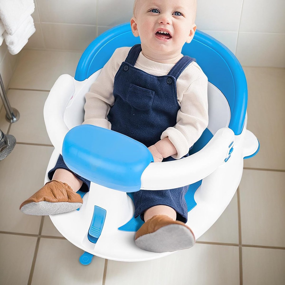 Baby badstoel - Badzitje baby - Veilig badderen - Anti-slip zuignappen - 36.5x20.5x19 cm - Blauw