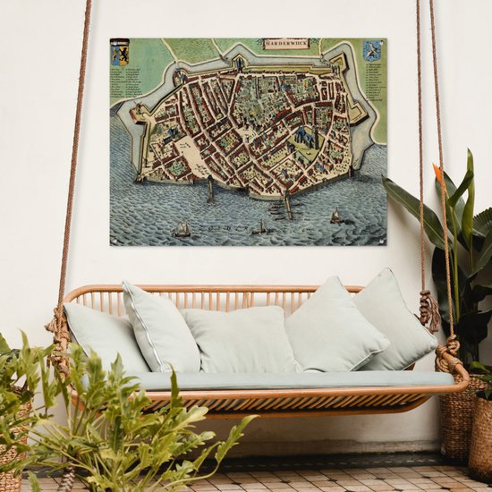 Affiche de jardin Plan de la ville - Harderwijk - Histoire - 120x90 cm - Carte