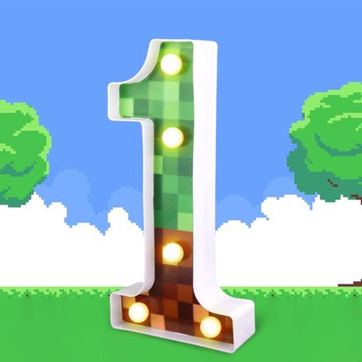 Nummer 1 - Pixel Lichtgevende Decoratie - 21,8 cm - LED Pixelpatroon voor Feestjes