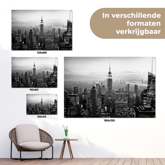Décoration murale Impression photo New York City noir et blanc - 180x120 cm - Affiche jardin