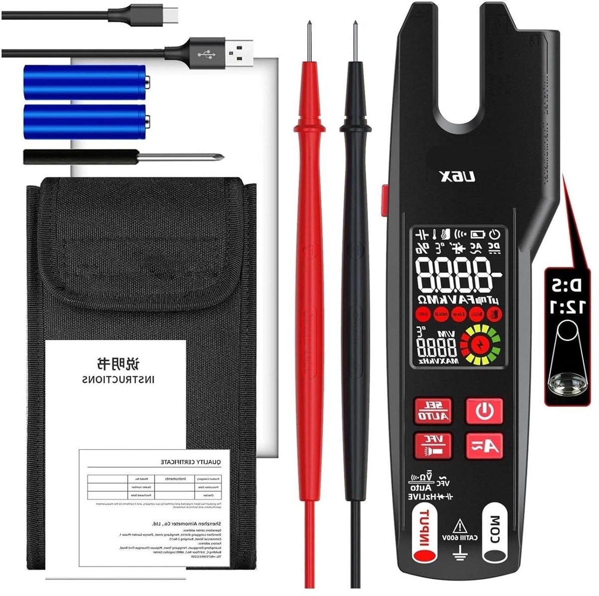 Digitale Ampèremeter Tang - Stroomtang DC/AC - Stroom Meten - Automatische Multimeter - 600A - U6X